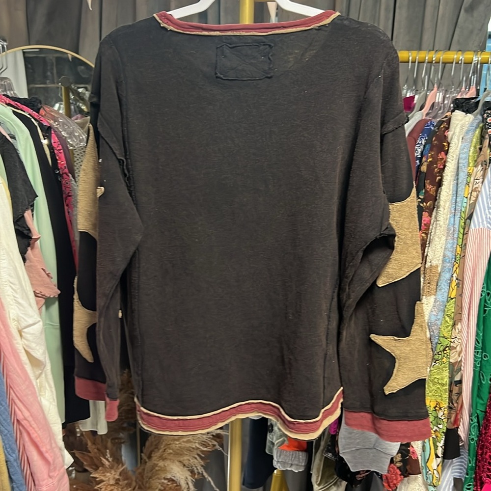 Free People We the Free You’re a Star Long Sleeve Tee in Black Combo - Picture 9 of 10